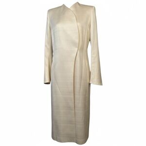 The Row Marion Coat in Peral White size 0 Midi Flared Sleeves Cotton & Silk